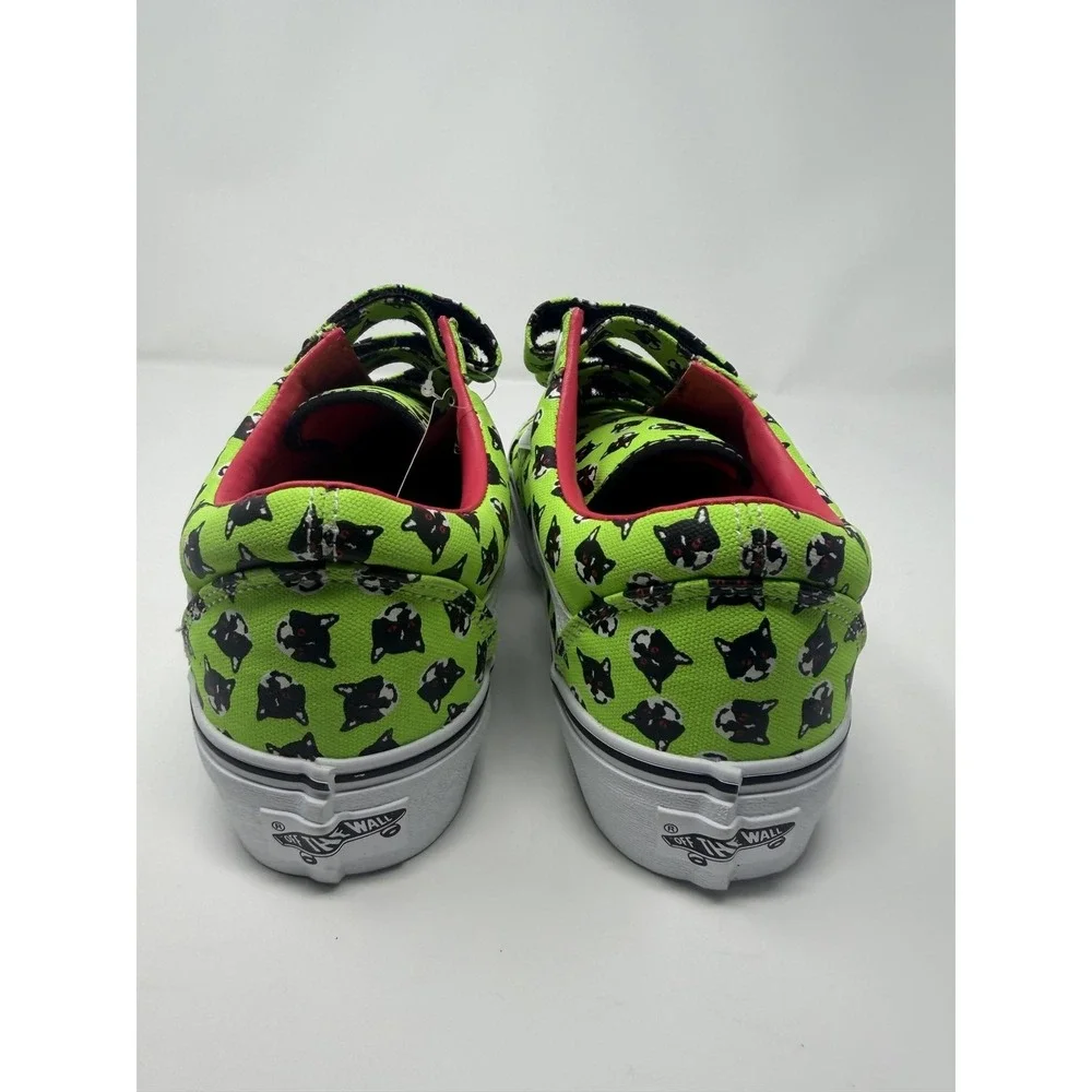 Vans Old Skool V PI Shoes Mens Size 10 Green Cat Print Canvas Straps